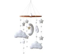 Lit de bébé mobile avec étoiles blanches, lunes et nuages - Décoration suspendue - Mobile pour le lit - Carillon éolien - Cadeau pour bébé fille ou garçon