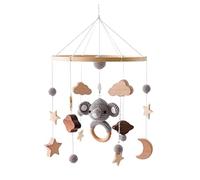 Lit de bébé mobile - Carillon éolien - Nuages et petit lapin suspendu - En bois - Cloche de lit suspendue - Cadeau pour bébé fille ou garçon - Jouet hochet (C)