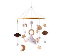 Lit de bébé mobile - Carillon éolien - Nuages et petit lapin suspendu - En bois - Cloche de lit suspendue - Cadeau pour bébé fille ou garçon - Jouet hochet (A)