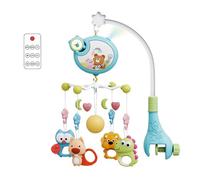 Lit de bébé musical mobile avec projecteur, 400 mélodies apaisantes, stimulations sensorielles rotatives télécommandées, avec télécommande