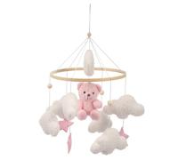Lit de bébé - Ours mobile en velours - Aide à l'endormissement - Jouet musical avec animaux de la forêt - Pendentif - Accessoire pour bébé fille ou garçon - Rose