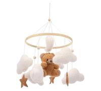 Lit de bébé - Ours mobile en velours - Aide à l'endormissement - Jouet musical avec animaux de la forêt - Pendentif - Accessoire pour bébé fille ou garçon - Beige