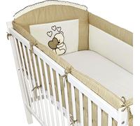 Lit de bébé WALLES pour lit de taille 70x140 en 100% coton brodé avec un ours en peluche avec un cœur beige foncé
