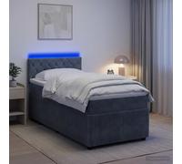 Lit de box spring avec matelas et LED avec bandes LED Velours à lattes vidaXL vi
