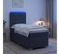 Lit de box spring avec matelas et LED avec bandes LED Velours à lattes vidaXL vi