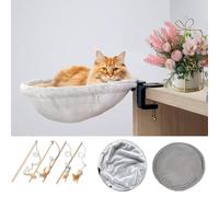 Lit de bureau pour chat avec cadre en acier réglable en fausse fourrure douce - Lit suspendu pour chats d'intérieur - Hamac parfait pour votre bureau et animaux de compagnie - Meuble moderne et unique