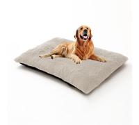 Lit de cage pour chien de grande taille, matelas apaisant avec housse amovible, tapis en peluche longue anti-anxiété, coussin antidérapant, lits moelleux pour animaux domestiques (70 x 50 x 8 cm