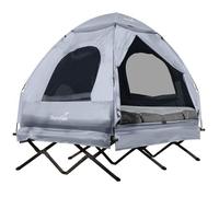 Skandika Haug Lit de Camp Surélevé avec Toit 2 Pers. | Tente-Lit de Camping, Matelas Gonflable, Étanche, d'Extérieur, Max 160 kg | Tente de Pêche 4en1 (Gris avec Sleeper Technology)