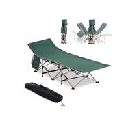Lit de camp camping pliable 190 x 68 x 52 cm max. 150 Kg sac transport inclus acier oxford vert