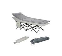 Lit de camp lit d'appoint pliable - pochette rangement, tétière, sac de transport, matelas inclus métal Oxford gris