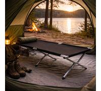 Linxor - Lit de Camp Pliable, de Couchage pour Camping, randonnée avec Sac de Transport - 70 x 210 cm - Noir