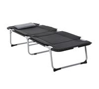 Lit De Camp Pliable Avec Matelas Grand Confort - Oreiller Amovible, Antidérapant - Métal Polyester Noir