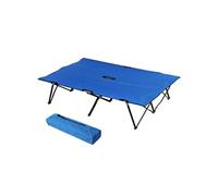 Lit de camp pliable double 193 x 125 x 40 cm avec sac de transport métal noir polyester Oxford bleu