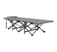 Outsunny Lit de Camp Pliable 1 Personne pour Adultes avec Coussin et Appui-tête, lit Camping Pliant et Portable avec Poche latérale, Charge jusqu'à 150 kg, pour extérieur, Camping, Voyages, Gris