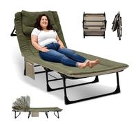 Lit de Camp Pliant 1 Personne avec Matela Dossier Réglable en 6 Positions, Lit Camping Pliable Adulte Bedchair Peche Carpe 190x68x30 cm, pour Extérieur, Voyage Maison Jardin Jusqu'à 150 kg