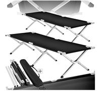 Lit de camp - TECTAKE - Lot de 2 lits de camp avec housse de transport incluse 190 x 70 cm - Noir