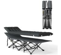 Lit de camping - Outsunny - pliable, robuste et portable - avec matelas, sac de transport et pieds antidérapants - noir