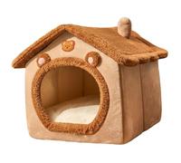 Lit de Chat Couvert Doux lit Chaud Semi-fermé Tente de Tente Amovible pour Animaux Compagnie Mignon Ours pour intérieur 11.8x15.8x15 Pouce