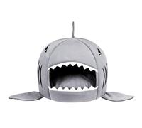 Lit de chat de requin, lit de grotte pour chiens pour animaux de compagnie, lit de chat en peluche en coton avec coussin amovible, nid de chat chaud non glissé à rayures pour toute la saison - 16,5x1