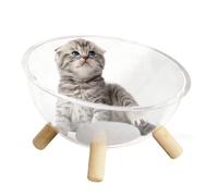 Lit De Chaton, Chaton De Couchage De avec Base en Bois - Centre D'activité De Dôme en Acrylique Transparent pour Vilket Ger ETT Multifunktionellt Utrymme Le Sommeil en Train De Jouer des Lapins