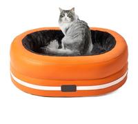 Lit de Chats chauffés, Confort de réchauffement de Chien Thermique électrique avec Lampe respiratoire, télécommande, réglage de la température à 3 Vitesses, pour Les Chats intérieurs et Les PE Orange