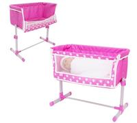 Lit de Chevet Dolly Tots à côté de Moi | Jouet de Berceau de Chevet Pliable Rose | Lit de bébé pour poupées | Jouets Accessoires de poupée | Poupées Poussette et Landau pour Enfants | 3+