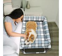 Lit de chevet pour chien - Lit pour chien avec extension d'oreiller attachée au lit humain Hauteur surélevée pour chien chat fenêtre perchoir Salon de chevet Lit surélevé pour chien Hamac de repos