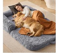 Lit de Chien pour Humains et Animaux de Compagnie-VEVOR-1820 x 1220 x 254 mm-avec Housse en Velours PV Lavable-Gris