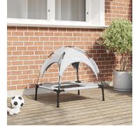 vidaXL Lit de chien surélevé avec toit amovible Gris argent Acier