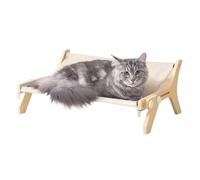 Lit de fenêtre en bois pour chat - Durable double face avec design de sécurité, perchoir surélevé | Housse en tissu lavable pour rebord de fenêtre, mobilier d'intérieur confortable pour animaux