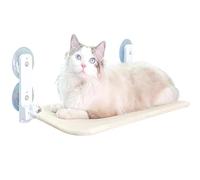 Lit De Fenêtre for Chat, Hamac De Fenêtre for Chat avec 4 Ventouses Et Cadre en Métal Robuste, Perchoir De Fenêtre Pliable for Chat avec Tapis Réversible for Toutes Les Saisons, Facile À Démonter