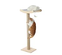 Lit de fenêtre pour chat avec griffoirs, perchoir en bois de 116,8 cm pour grands chats, arbre d'escalade monté avec ventouses puissantes pour chats d'intérieur (perchoir en bois)