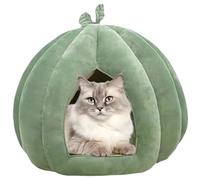 Lit de Grotte de Chat, 14x14x12 Pouces Doux Mignon Citrouille Chaude lit Chat avec Coussin Amovible Coussin Facile à Nettoyer la Maison Couverte Couverte pour la Maison intérieure.