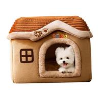 Lit de Grotte de Chien intérieur, Petite Maison de Chien Amovible Chaud à l'intérieur 15,8x11.8x12,6 Pouce Grand Espace château de Chien Non Glissant Les Maisons pour Chiens lavables pour Les PE