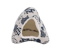 Lit de hamster chaud d'hiver, petit lit de grotte pour animaux de compagnie pour furet de cochon d'Inde chinchilla, matériau en peluche éponge de lin doux avec de jolis motifs de (tête de chat blanc)