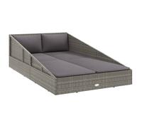 Lit de jardin 1-personne pour terrasse - CLARENCE® - Bain de Soleil simple - Gris 110x200cm Résine tressée 39824