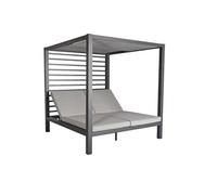 CONCEPT USINE | Lit de Jardin MATALA Design Élégant | Confort pour 2 Personnes | Dossier Inclinable & Toit Ombragé | Structure Aluminium Gris | Coussins Déhoussables & Imperméables | 208 x 188 cm