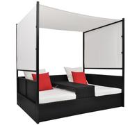 Lit de Jardin avec Auvent Résine Tressée Chaise Longue Bain de Soleil vidaXL