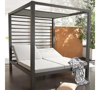 Lit de Jardin MATALA Gris 208x188 cm Dossier Inclinable et Toit