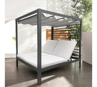 Matala - Lit De Jardin 2 Places Structure Aluminium Gris Foncé Gris