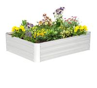 Lit de jardin surélevé - Outsunny - protection contre mauvaises herbes et animaux - en acier galvanisé - 120 x 90 x 30 cm - argent