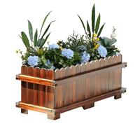 Lit de Jardin surélevé rectangulaire, jardinière en Bois avec 2 Trous de Drainage, jardinière décorative extérieure pour la Culture des légumes, des Fleurs, des Herbes et des Fruits