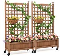 Lit de jardin vertical avec treillis et roues - Jardinière mobile pour plantes grimpantes - Idéal pour les petits espaces et les jardins urbains