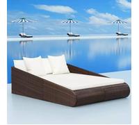 Lit de jardin - vidaXL - 110x200 cm - Résine tressée - Acier laqué - 2 personnes