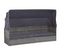 Vidaxl Lit De Jardin Avec Auvent Gris 205x62 Cm Rã©Sine Tressã©E Gris