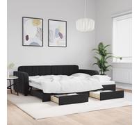 vidaXL Lit de jour avec gigogne et tiroirs noir 90x190 cm velours