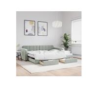 Vidaxl Lit De Jour Avec Gigogne Et Tiroirs Gris Clair 90x200cm Velours Multicolore