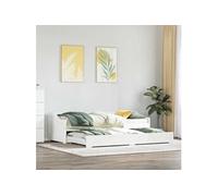 vidaXL Lit de Jour avec gigogne sans Matelas iRun Blanc 90x200 cm, canapé-lit, canapé-lit de Repos, lit de Repos en Bois, lit d'appoint