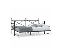 vidaXL Lit de Jour avec gigogne sans Matelas Noir 90x200 cm Acier, canapé-lit, canapé-lit Confortable, lit de Jour avec Matelas, lit d'appoint
