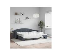 vidaXL Lit de jour avec lit gigogne – Canapé‑lit moderne Velours Gris foncé 100x200 cm